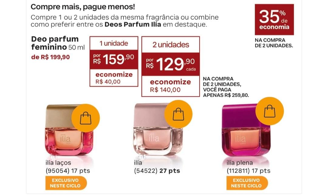 Linha Ilia toda em promoção! Leve 2 ou + por 129,90 cada ou apenas 1 unidade de 199,99 por 159,90